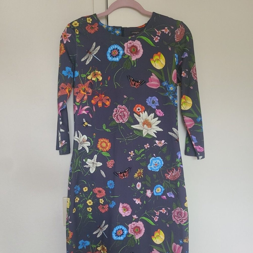 $228 J.McLaughlin Sophia Dragonfly Garden Dress Sz Small new